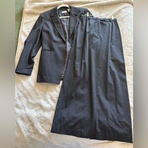 Preview Collection Charcoal Pinstripe skirt blazer set ensemble 8 6